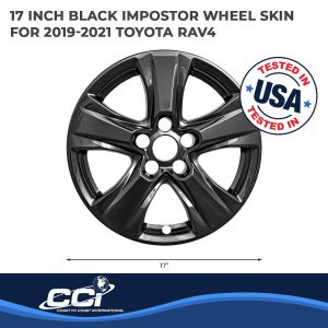 Coast to Coast Wheel Skin, Impostor ®, 17 Inch, 5 V Spokes, Snap-On, Painted, Gloss Black, ABS Plastic, Set of 4 – IWCIMP434BLK