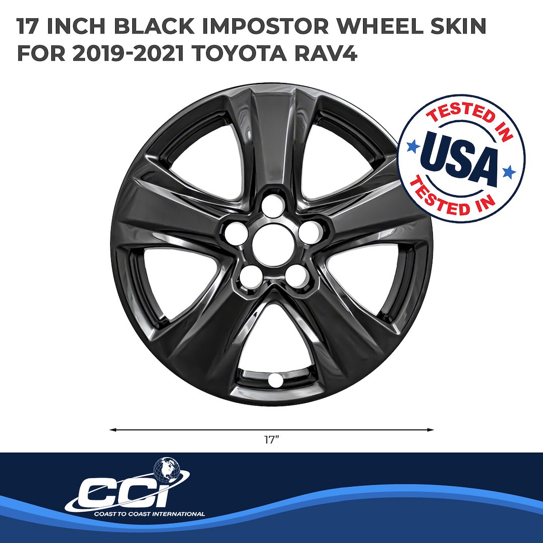 Coast to Coast Wheel Skin, Impostor ®, 17 Inch, 5 V Spokes, Snap-On, Painted, Gloss Black, ABS Plastic, Set of 4 – IWCIMP434BLK