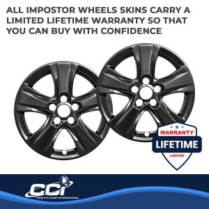 Coast to Coast Wheel Skin, Impostor ®, 17 Inch, 5 V Spokes, Snap-On, Painted, Gloss Black, ABS Plastic, Set of 4 – IWCIMP434BLK