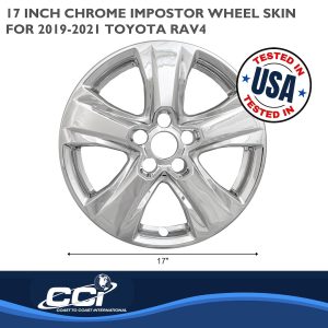 Coast to Coast Wheel Skin, Impostor ®, 17 Inch, 5 V Spokes, Snap-On, Plated, Chrome, ABS Plastic, Set of 4 – IWCIMP434X