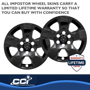 Coast to Coast Wheel Skin, Impostor ®, 18 Inch, 5 Spokes, Snap-On/Center Retention, Painted, Gloss Black, ABS Plastic, Set of 4 – IWCIMP435BLK