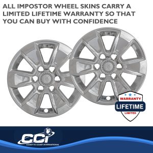 Coast to Coast Wheel Skin, Impostor ®, 17 Inch, 6 Spokes, Snap-On/Center Retention, Plated, Chrome, ABS Plastic, Set of 4 – IWCIMP436X