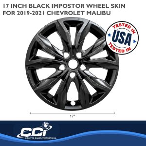 Coast to Coast Wheel Skin, Impostor ®, 17 Inch, 5 Split Spokes, Snap-On, Painted, Gloss Black, ABS Plastic, Set of 4 – IWCIMP440BLK
