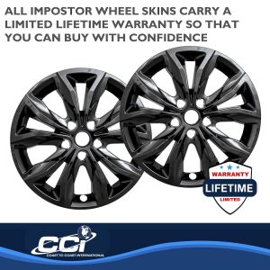 Coast to Coast Wheel Skin, Impostor ®, 17 Inch, 5 Split Spokes, Snap-On, Painted, Gloss Black, ABS Plastic, Set of 4 – IWCIMP440BLK