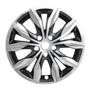 Coast to Coast Wheel Skin, Impostor ®, 17 Inch, 5 Split Spokes, Snap-On, Plated, Chrome/ Charcoal, ABS Plastic, Set of 4 – IWCIMP440CC