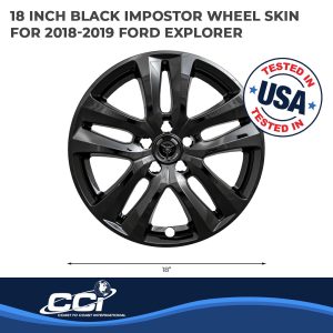 Coast to Coast Wheel Skin, Impostor ®, 18 Inch, 5 V Spokes, Snap-On/Center Retention, Painted, Gloss Black, ABS Plastic, Set of 4 – IWCIMP441BLK