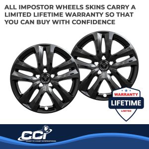 Coast to Coast Wheel Skin, Impostor ®, 18 Inch, 5 V Spokes, Snap-On/Center Retention, Painted, Gloss Black, ABS Plastic, Set of 4 – IWCIMP441BLK