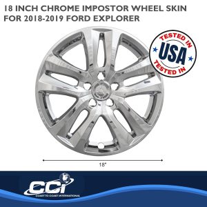 Coast to Coast Wheel Skin, Impostor ®, 18 Inch, 5 V Spokes, Snap-On/Center Retention, Plated, Chrome, ABS Plastic, Set of 4 – IWCIMP441X