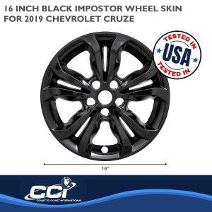 Coast to Coast Wheel Skin, Impostor ®, 16 Inch, 5 Split Spokes, Snap-On, Painted, Gloss Black, ABS Plastic, Set of 4 – IWCIMP442BLK