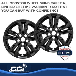 Coast to Coast Wheel Skin, Impostor ®, 16 Inch, 5 Split Spokes, Snap-On, Painted, Gloss Black, ABS Plastic, Set of 4 – IWCIMP442BLK