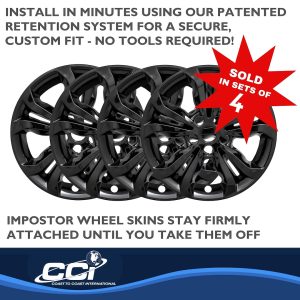 Coast to Coast Wheel Skin, Impostor ®, 16 Inch, 5 Split Spokes, Snap-On, Painted, Gloss Black, ABS Plastic, Set of 4 – IWCIMP442BLK