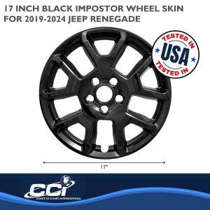Coast to Coast Wheel Skin, Impostor ®, 17 Inch, 5 V Spokes, Snap-On, Painted, Gloss Black, ABS Plastic, Set of 4 – IWCIMP443BLK