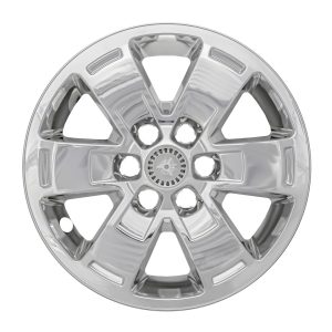 Coast to Coast Wheel Skin, Impostor ®, 16 Inch, 5 V Spokes, Snap-On/Center Retention, Plated, Chrome, ABS Plastic, Set of 4 – IWCIMP444X
