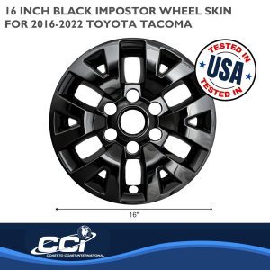 Coast to Coast Wheel Skin, Impostor ®, 16 Inch, 6 Split Spokes, Snap-On, Painted, Gloss Black, ABS Plastic, Set of 4 – IWCIMP445BLK