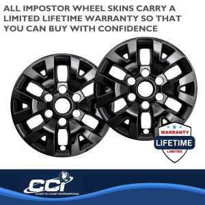 Coast to Coast Wheel Skin, Impostor ®, 16 Inch, 6 Split Spokes, Snap-On, Painted, Gloss Black, ABS Plastic, Set of 4 – IWCIMP445BLK