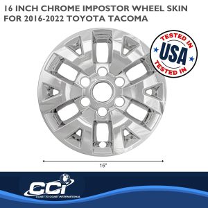 Coast to Coast Wheel Skin, Impostor ®, 16 Inch, 6 Split Spokes, Snap-On, Plated, Chrome, ABS Plastic, Set of 4 – IWCIMP445X