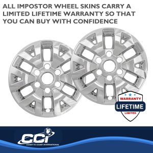 Coast to Coast Wheel Skin, Impostor ®, 16 Inch, 6 Split Spokes, Snap-On, Plated, Chrome, ABS Plastic, Set of 4 – IWCIMP445X