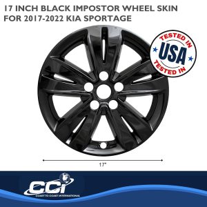 Coast to Coast Wheel Skin, Impostor ®, 17 Inch, 5 V Spokes, Snap-On, Painted, Gloss Black, ABS Plastic, Set of 4 – IWCIMP446BLK