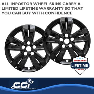 Coast to Coast Wheel Skin, Impostor ®, 17 Inch, 5 V Spokes, Snap-On, Painted, Gloss Black, ABS Plastic, Set of 4 – IWCIMP446BLK