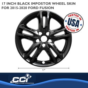Coast to Coast Wheel Skin, Impostor ®, 17 Inch, 5 V Spokes, Snap-On, Painted, Gloss Black, ABS Plastic, Set of 4 – IWCIMP447BLK