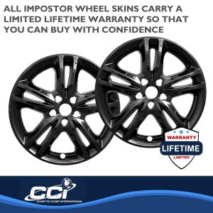 Coast to Coast Wheel Skin, Impostor ®, 17 Inch, 5 V Spokes, Snap-On, Painted, Gloss Black, ABS Plastic, Set of 4 – IWCIMP447BLK
