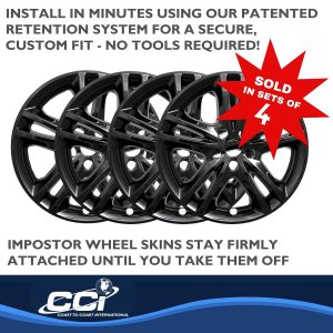 Coast to Coast Wheel Skin, Impostor ®, 17 Inch, 5 V Spokes, Snap-On, Painted, Gloss Black, ABS Plastic, Set of 4 – IWCIMP447BLK
