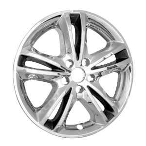 Coast to Coast Wheel Skin, Impostor ®, 17 Inch, 5 V Spokes, Snap-On, Plated, Chrome/ Charcoal, ABS Plastic, Set of 4 – IWCIMP447CC