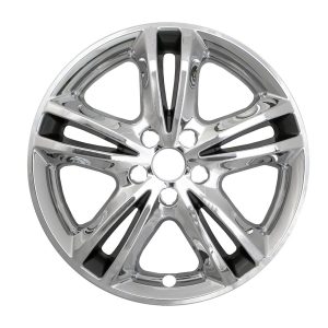 Coast to Coast Wheel Skin, Impostor ®, 17 Inch, 5 V Spokes, Snap-On, Plated, Chrome/ Charcoal, ABS Plastic, Set of 4 – IWCIMP447CC