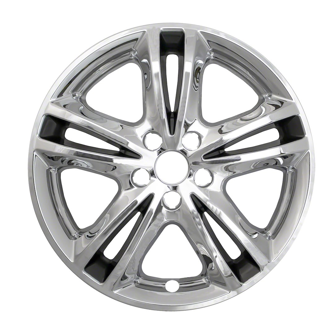 Coast to Coast Wheel Skin, Impostor ®, 17 Inch, 5 V Spokes, Snap-On, Plated, Chrome/ Charcoal, ABS Plastic, Set of 4 – IWCIMP447CC