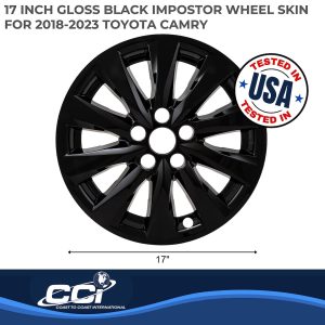 Coast to Coast Wheel Skin, Impostor ®, 17 Inch, 10 Spokes, Snap-On, Painted, Gloss Black, ABS Plastic, Set of 4 – IMP448BLK