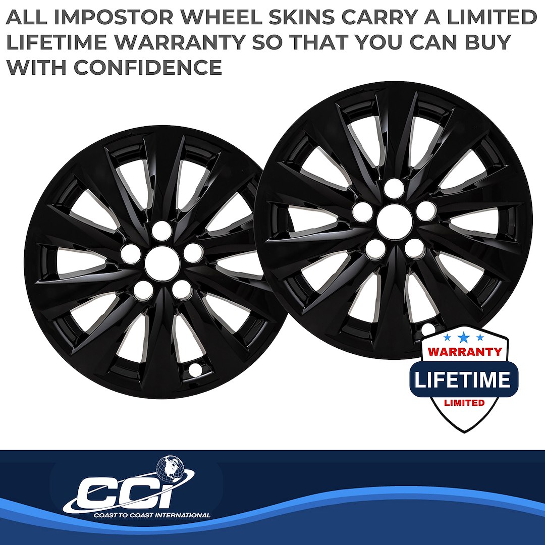 Coast to Coast Wheel Skin, Impostor ®, 17 Inch, 10 Spokes, Snap-On, Painted, Gloss Black, ABS Plastic, Set of 4 – IMP448BLK