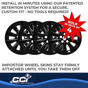 Coast to Coast Wheel Skin, Impostor ®, 17 Inch, 10 Spokes, Snap-On, Painted, Gloss Black, ABS Plastic, Set of 4 – IMP448BLK