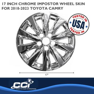 Coast to Coast Wheel Skin, Impostor ®, 17 Inch, 10 Spokes, Snap-On, Plated, Chrome, ABS Plastic, Set of 4 – IMP448X