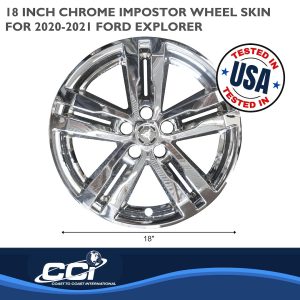 Coast to Coast Wheel Skin, Impostor ®, 18 Inch, 5 Spokes, Snap-On/Center Retention, Plated, Chrome, ABS Plastic, Set of 4 – IMP449X