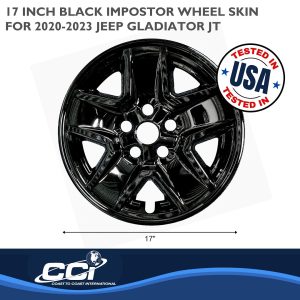 Coast to Coast Wheel Skin, Impostor ®, 17 Inch, 5 Spokes, Snap-On, Painted, Gloss Black, ABS Plastic, Set of 4 – IMP450BLK