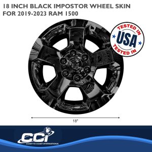 Coast to Coast Wheel Skin, Impostor ®, 18 Inch, 5 Spokes, Snap-On, Painted, Gloss Black, ABS Plastic, Set of 4 – IWCIMP451BLK
