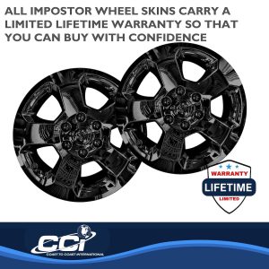 Coast to Coast Wheel Skin, Impostor ®, 18 Inch, 5 Spokes, Snap-On, Painted, Gloss Black, ABS Plastic, Set of 4 – IWCIMP451BLK