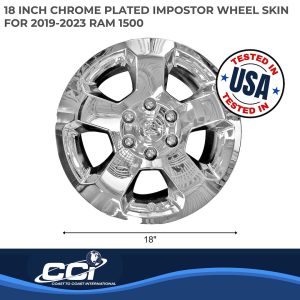 Coast to Coast Wheel Skin, Impostor ®, 18 Inch, 5 Spokes, Snap-On, Plated, Chrome, ABS Plastic, Set of 4, Fits Over and Into OEM Wheel – IWCIMP451X