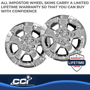 Coast to Coast Wheel Skin, Impostor ®, 18 Inch, 5 Spokes, Snap-On, Plated, Chrome, ABS Plastic, Set of 4, Fits Over and Into OEM Wheel – IWCIMP451X