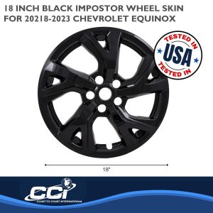 Coast to Coast Wheel Skin, Impostor ®, 18 Inch, 5 Split Spokes, Snap-On, Painted, Gloss Black, ABS Plastic, Set of 4 – IMP452BLK