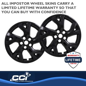 Coast to Coast Wheel Skin, Impostor ®, 18 Inch, 5 Split Spokes, Snap-On, Painted, Gloss Black, ABS Plastic, Set of 4 – IMP452BLK