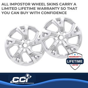 Coast to Coast Wheel Skin, Impostor ®, 18 Inch, 5 Split Spokes, Snap-On, Plated, Chrome, ABS Plastic, Set of 4 – IMP452X