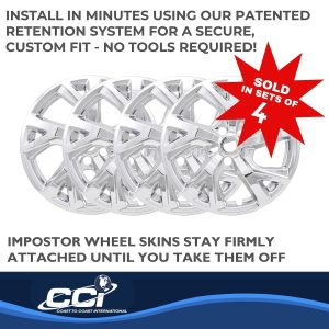 Coast to Coast Wheel Skin, Impostor ®, 18 Inch, 5 Split Spokes, Snap-On, Plated, Chrome, ABS Plastic, Set of 4 – IMP452X