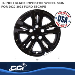 Coast to Coast Wheel Skin, Impostor ®, 16 Inch, 5 Double Spokes, Snap-On, Painted, Gloss Black, ABS Plastic, Set of 4 – IWCIMP453BLK