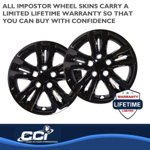 Coast to Coast Wheel Skin, Impostor ®, 16 Inch, 5 Double Spokes, Snap-On, Painted, Gloss Black, ABS Plastic, Set of 4 – IWCIMP453BLK
