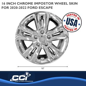 Coast to Coast Wheel Skin, Impostor ®, 16 Inch, 5 Double Spokes, Snap-On, Plated, Chrome, ABS Plastic, Set of 4 – IWCIMP453X