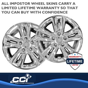 Coast to Coast Wheel Skin, Impostor ®, 16 Inch, 5 Double Spokes, Snap-On, Plated, Chrome, ABS Plastic, Set of 4 – IWCIMP453X