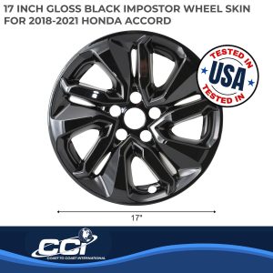 Coast to Coast Wheel Skin, Impostor ®, 17 Inch, 5 Split Spokes, Snap-On, Painted, Gloss Black, ABS Plastic, Set of 4 – IWCIMP455BLK