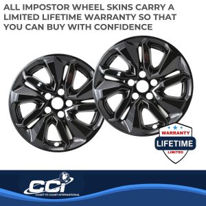 Coast to Coast Wheel Skin, Impostor ®, 17 Inch, 5 Split Spokes, Snap-On, Painted, Gloss Black, ABS Plastic, Set of 4 – IWCIMP455BLK