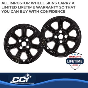 Coast to Coast Wheel Skin, Impostor ®, 16 Inch, 7 Spokes, Snap-On, Painted, Gloss Black, ABS Plastic, Set of 4 – IWCIMP456BLK